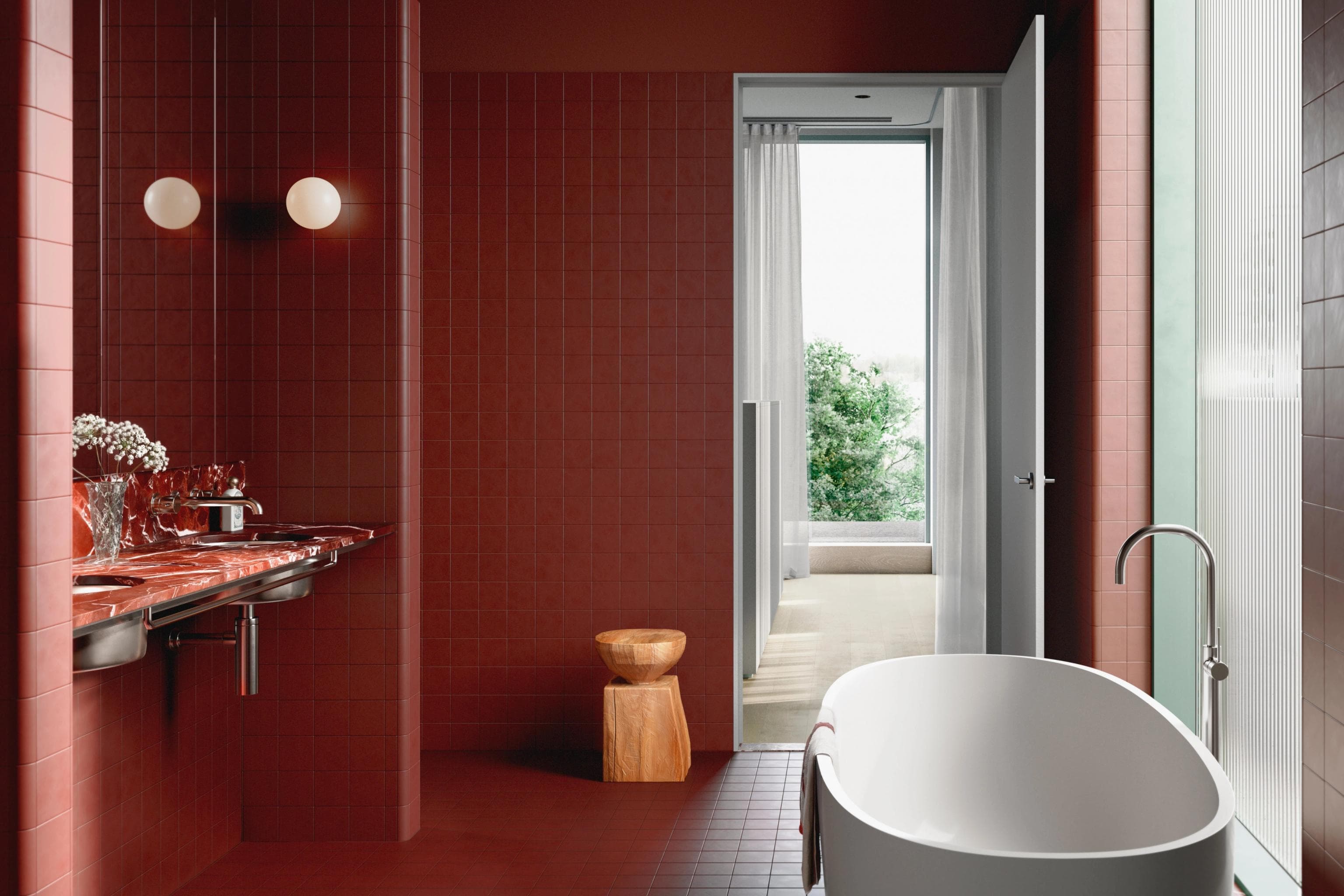 Modern minimalist bathroom from 450 Gore Street by Neometro featuring terracotta tiles